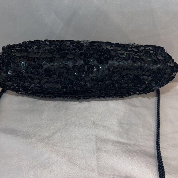 Vintage La Regale Black Sequin Beaded Evening Bag - Picture 5 of 12